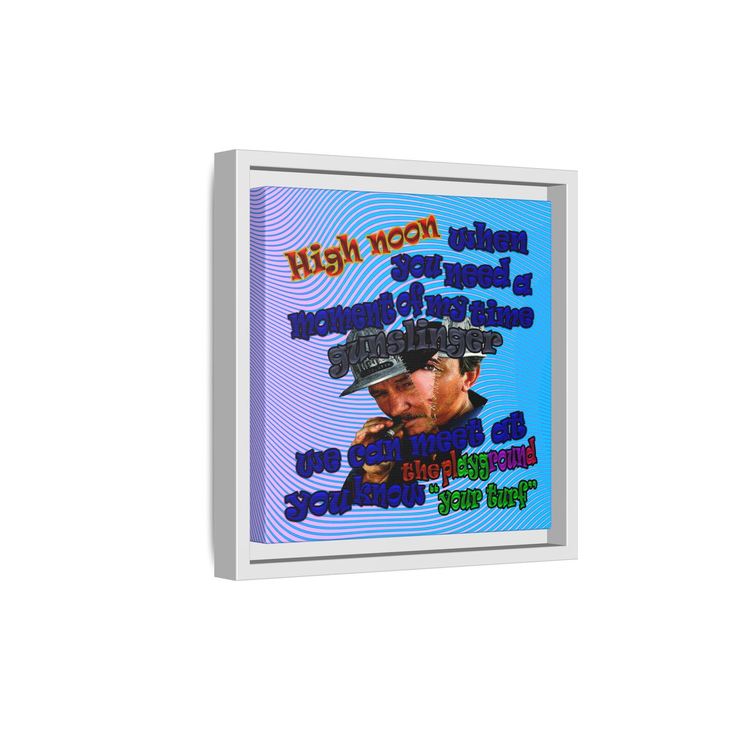 high noon - framed canvas art (light blue-purple wave)