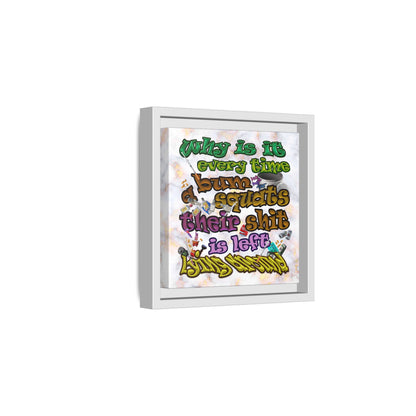 the bum's shit - framed canvas art (white marble)