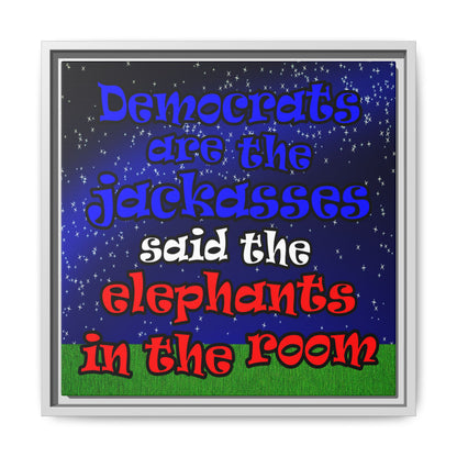 donkeys and elephants - framed canvas art ('snoops' background)