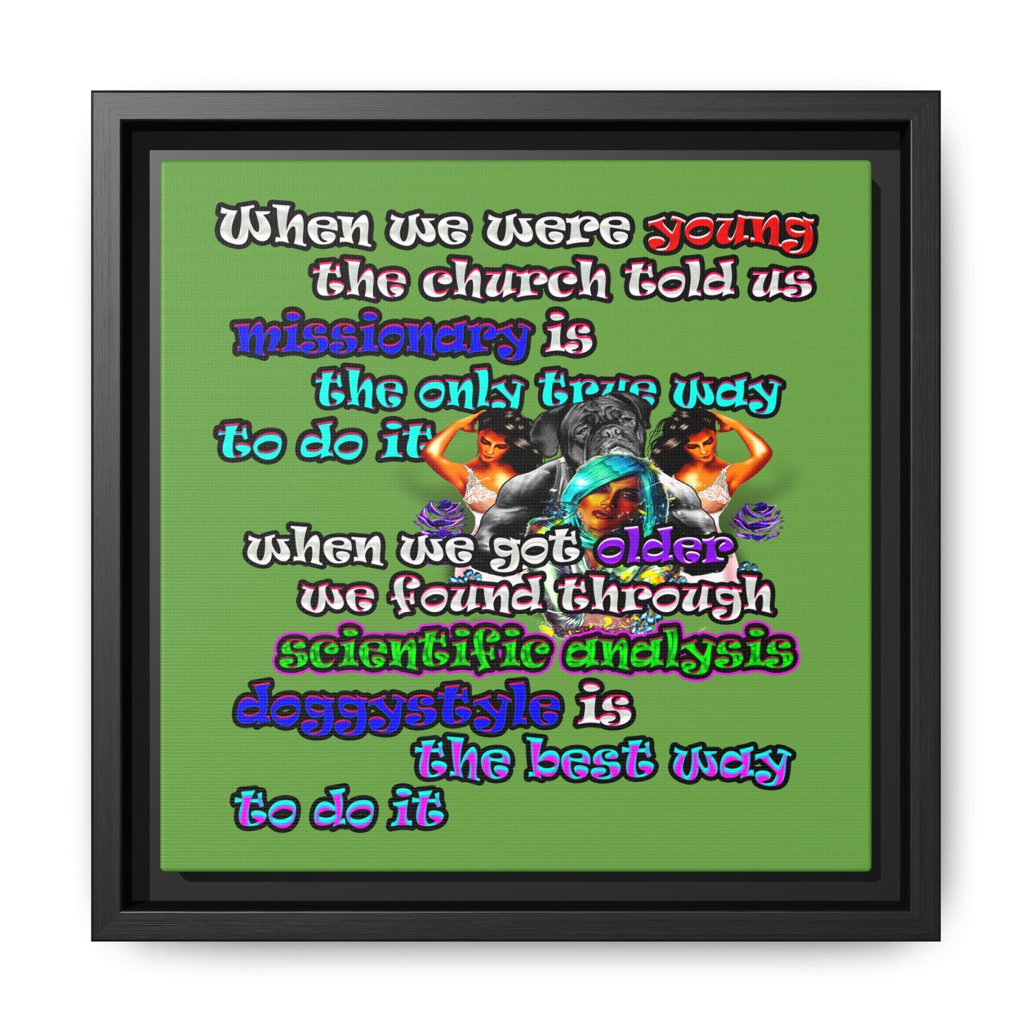 doggystyle - framed canvas art (green)