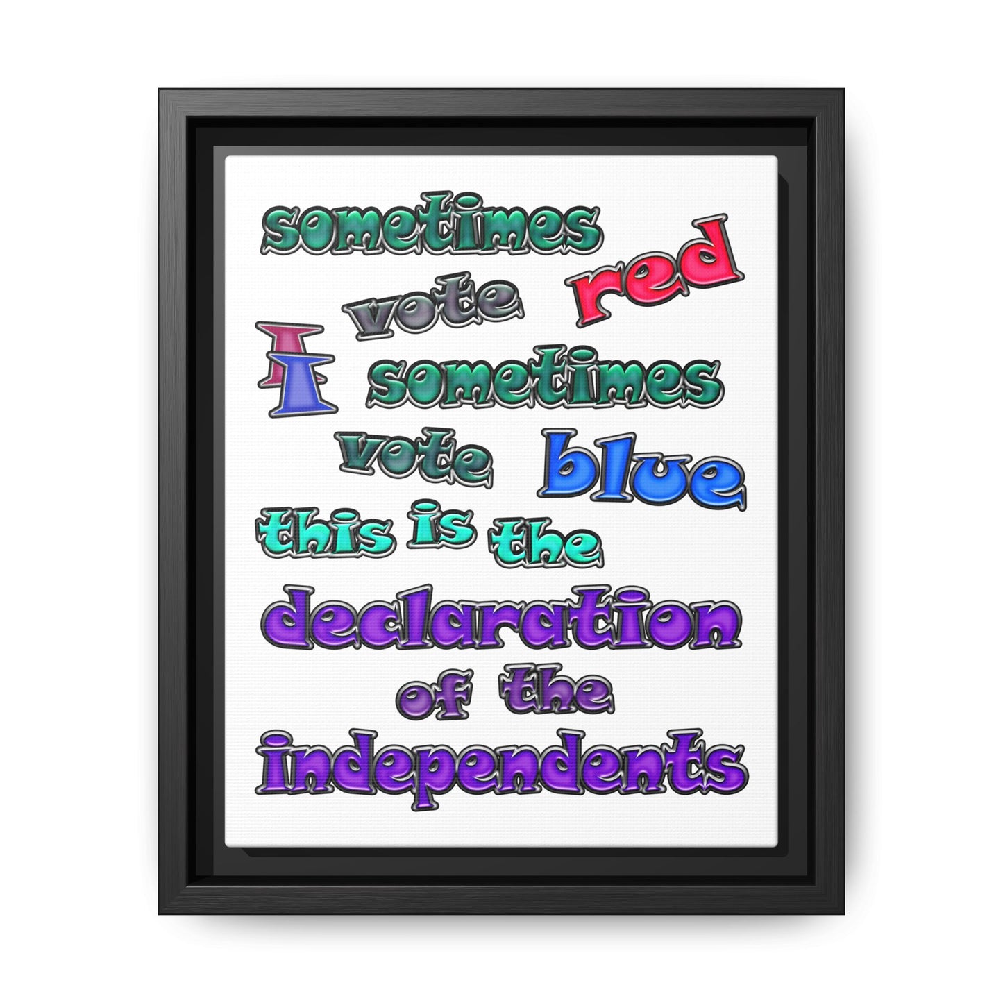 declaration of the independents - framed canvas art (white)