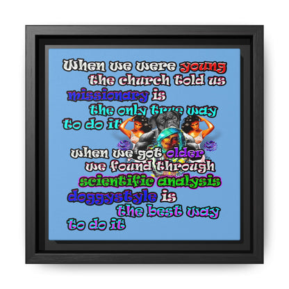 doggystyle - framed canvas art (light blue)