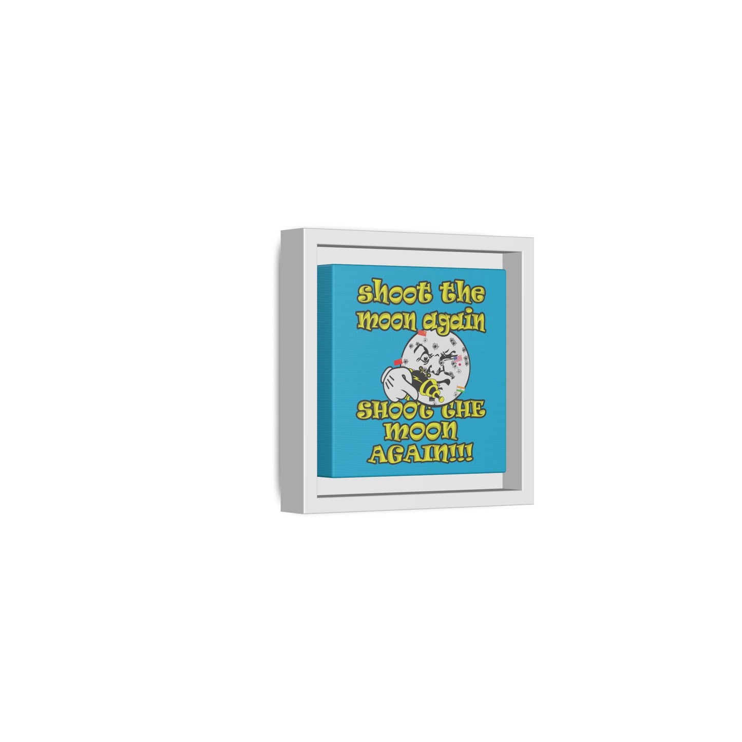 shoot the moon again - framed canvas art (turquoise)