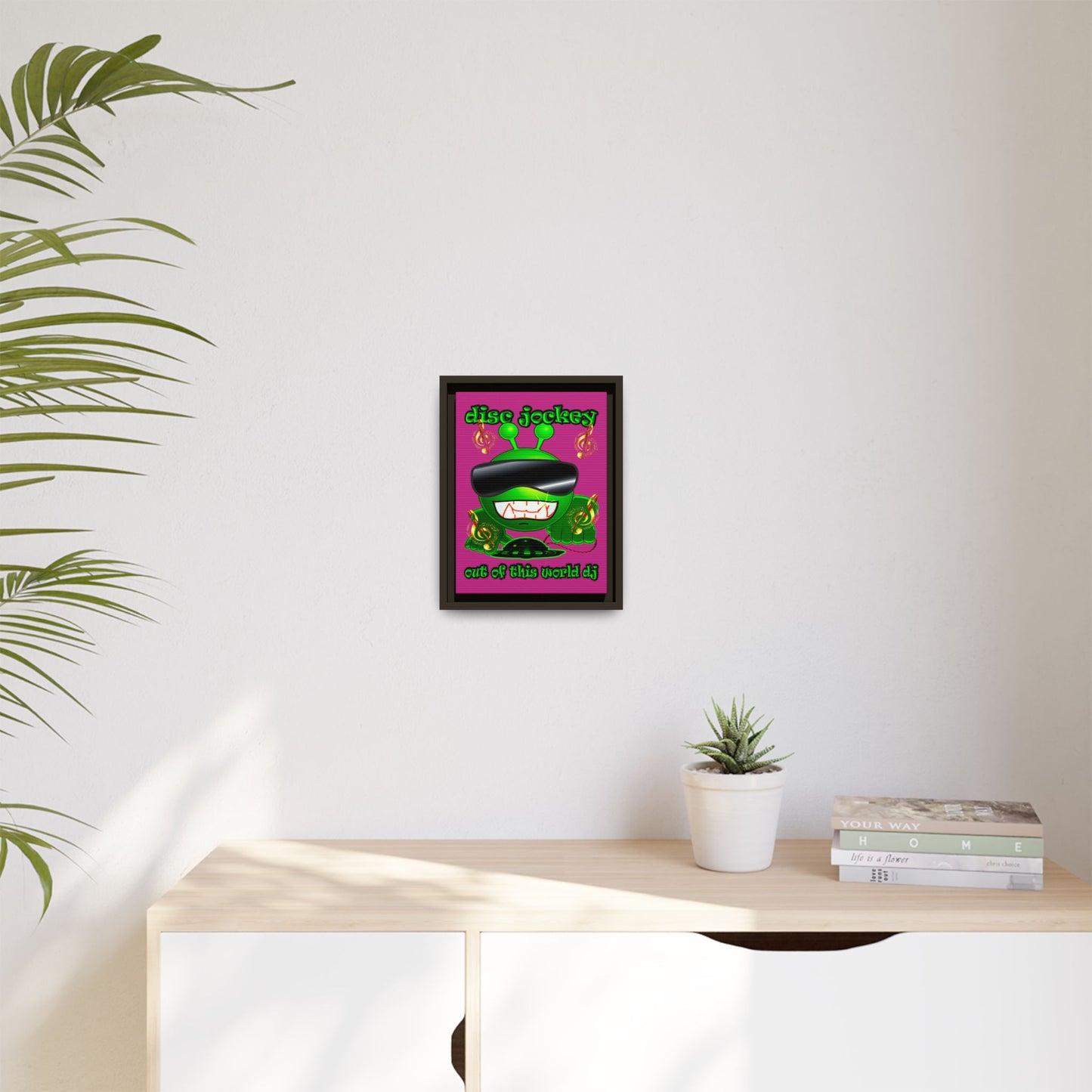 disc jockey - framed canvas art (pink)