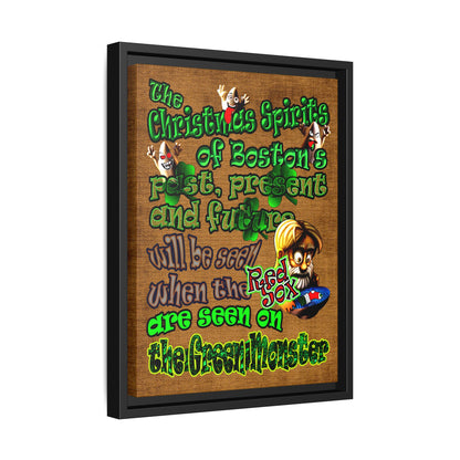christmas spirits of boston - framed canvas art (brown papyrus)