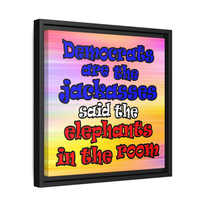 donkeys and elephants - framed canvas art (color blur)