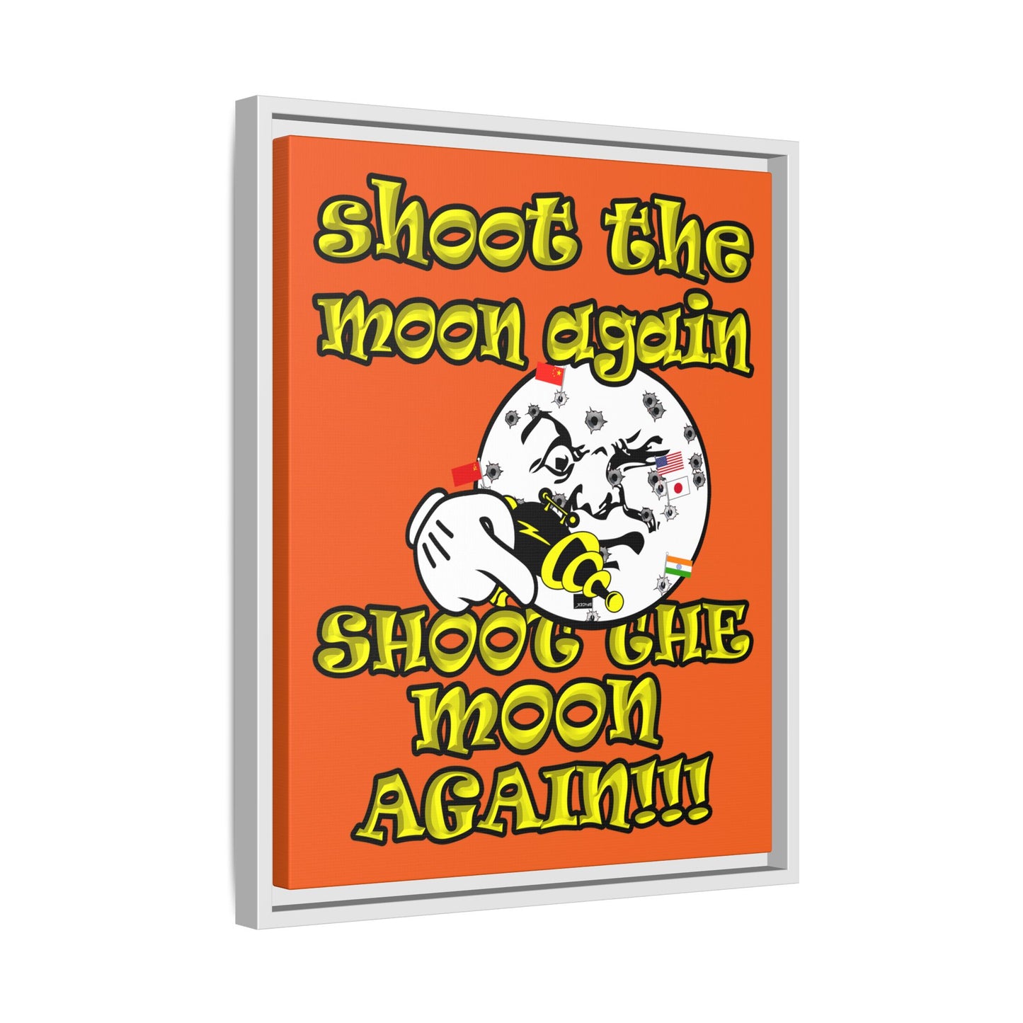 shoot the moon again - framed canvas art (orange)