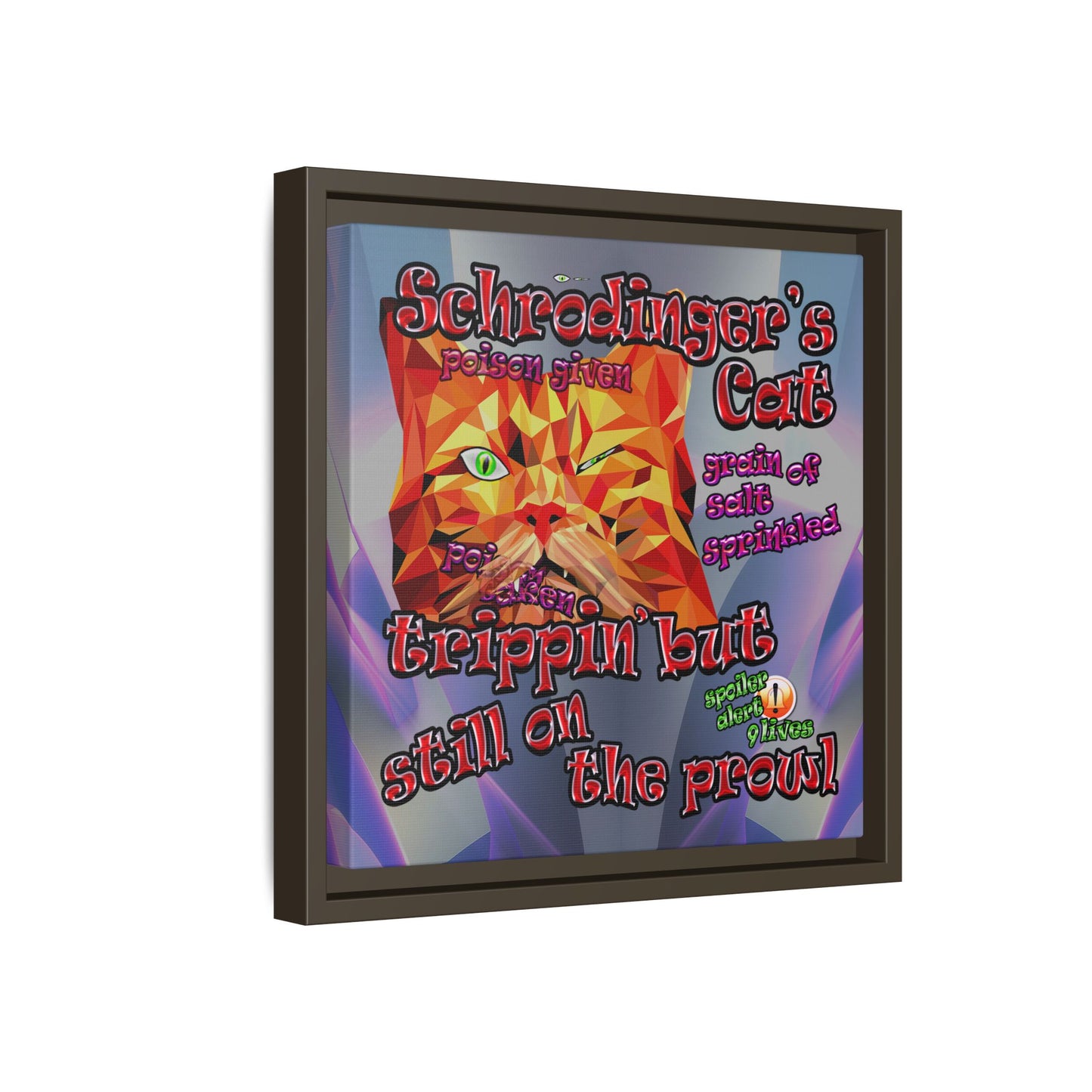 schrodinger's cat - framed canvas art (grey-pink wave)