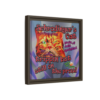 schrodinger's cat - framed canvas art (grey-pink wave)