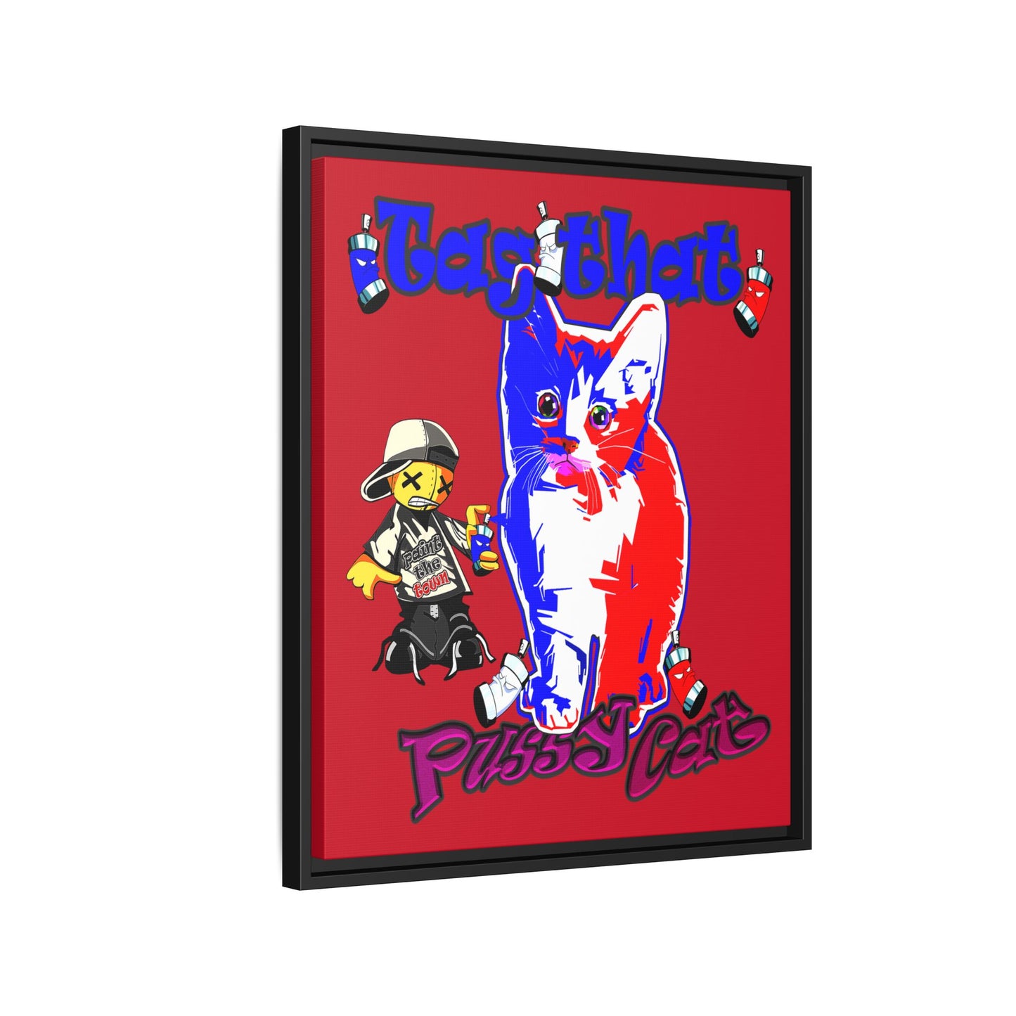 tag that - framed canvas art (dark red)