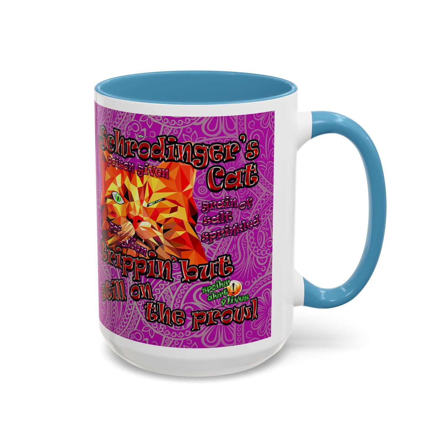 schrodinger's cat - Accent Mug (pink swirl)