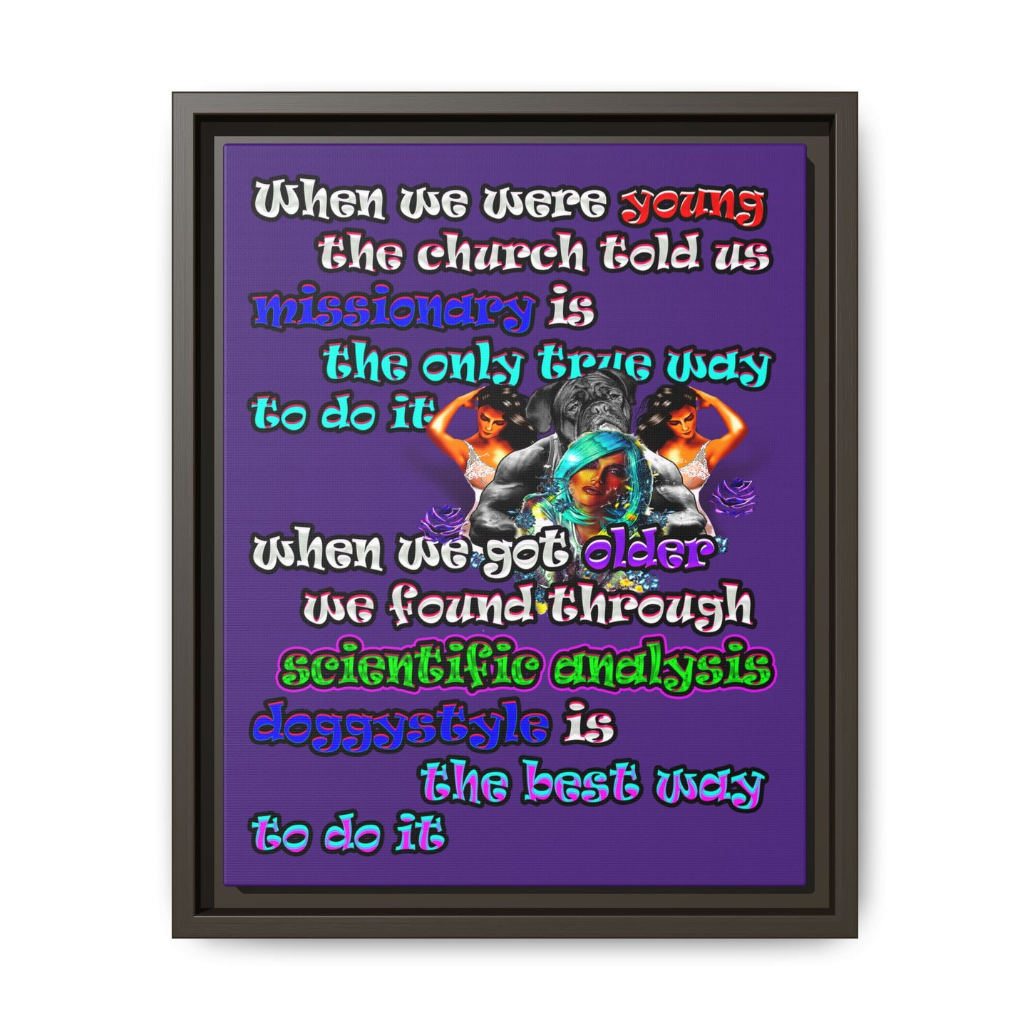 doggystyle - framed canvas art (purple)