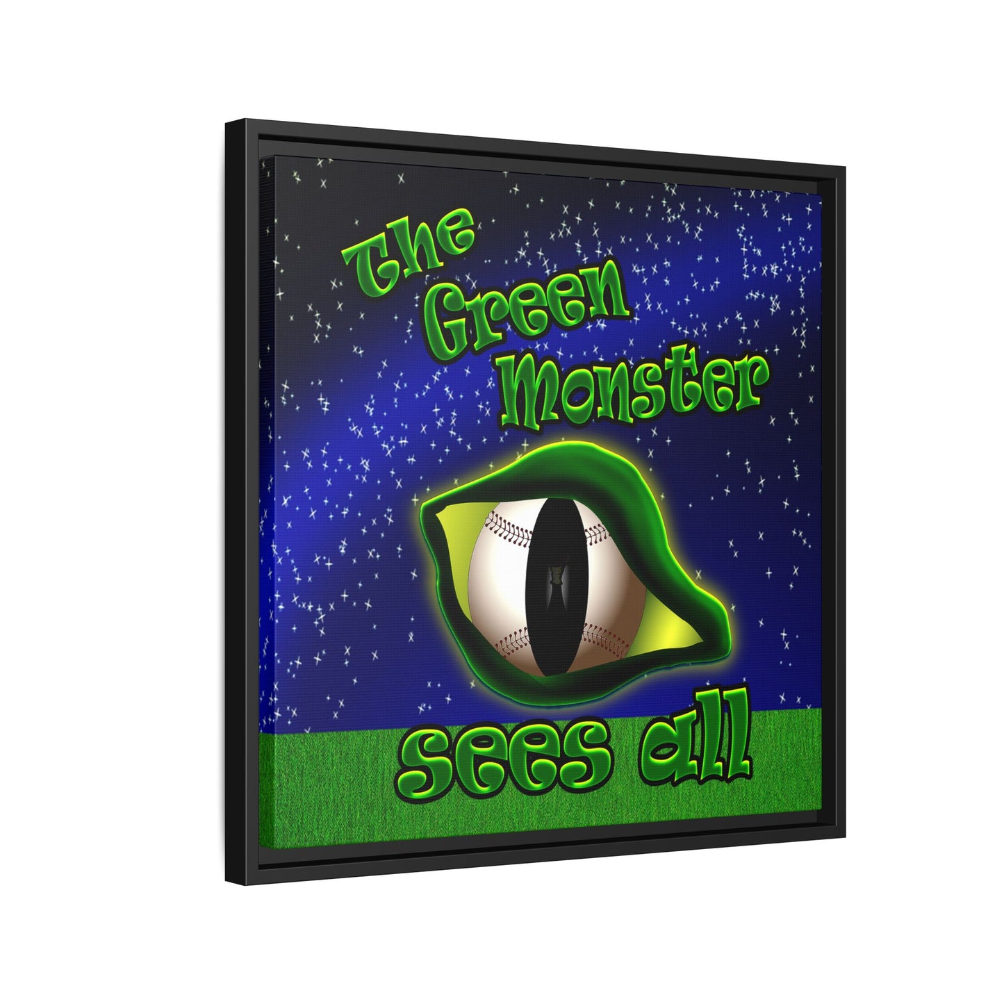 green monster - framed canvas art ('snoops' background)