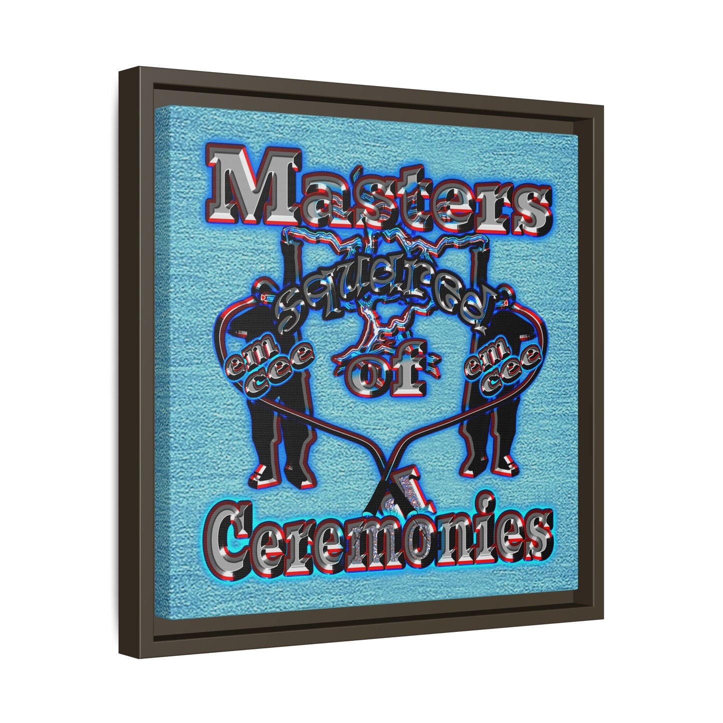 em cee squared - framed canvas art (faded blue)
