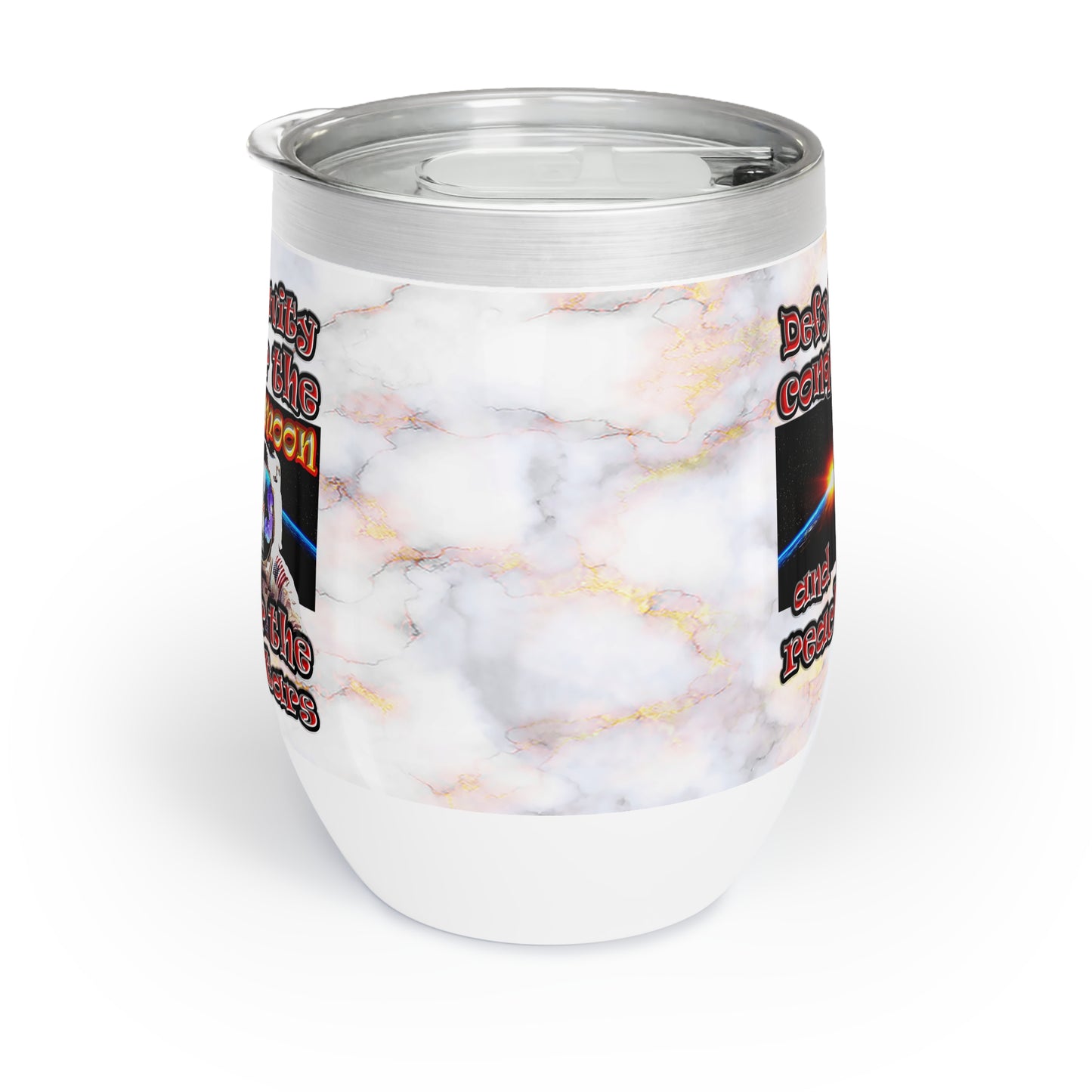 defy conquer reach - Chill Wine Tumbler (white marble)