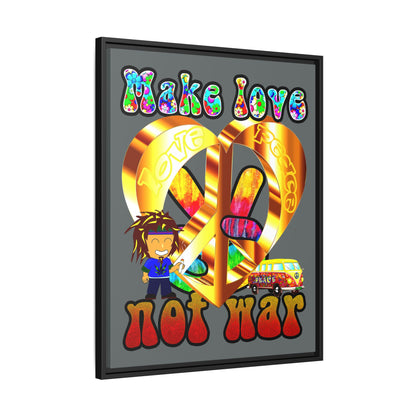 love peace - framed canvas art (dark grey)