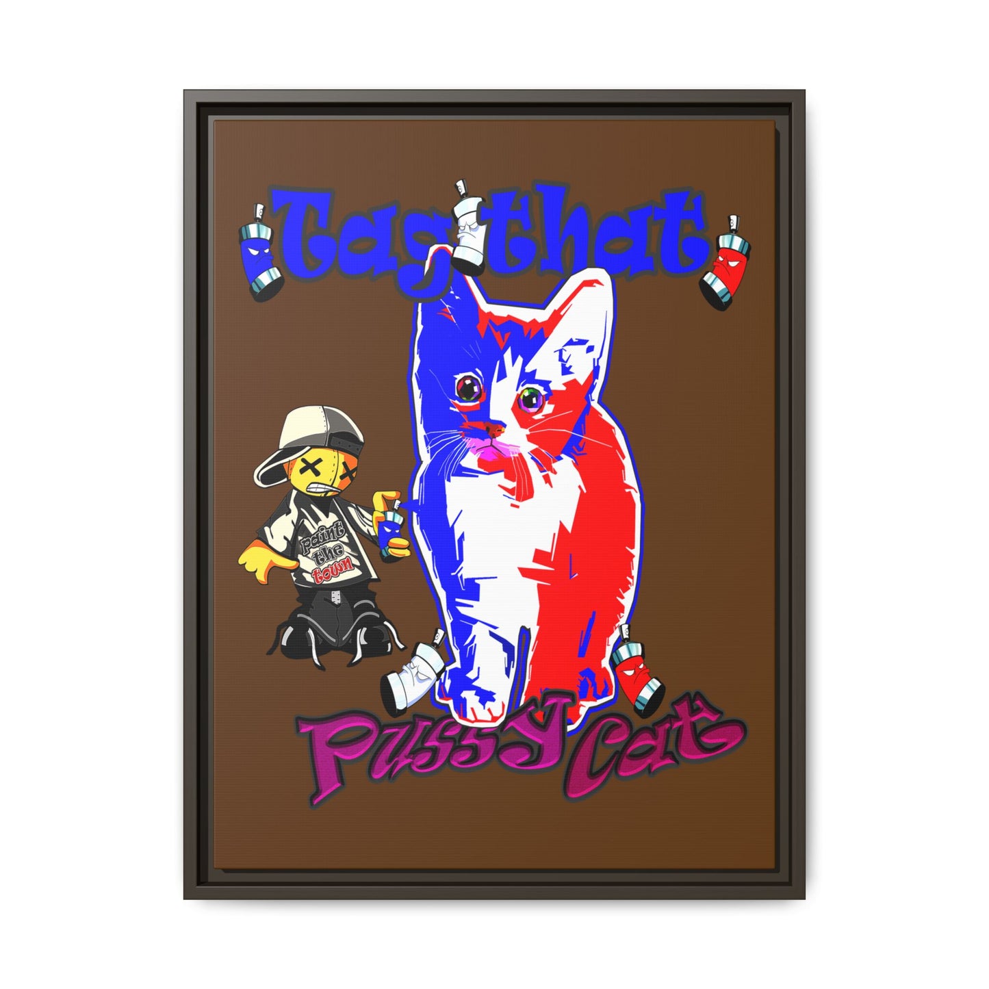 tag that - framed canvas art (brown)