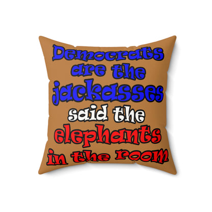 donkeys and elephants - Faux Suede Square Pillow - (light brown)