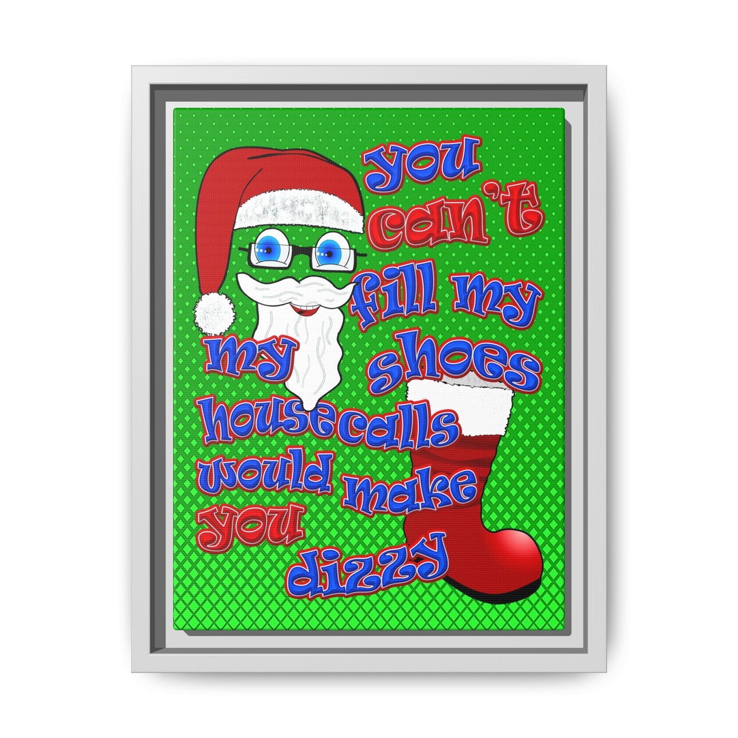 santa's shoes - framed canvas art (logo green)