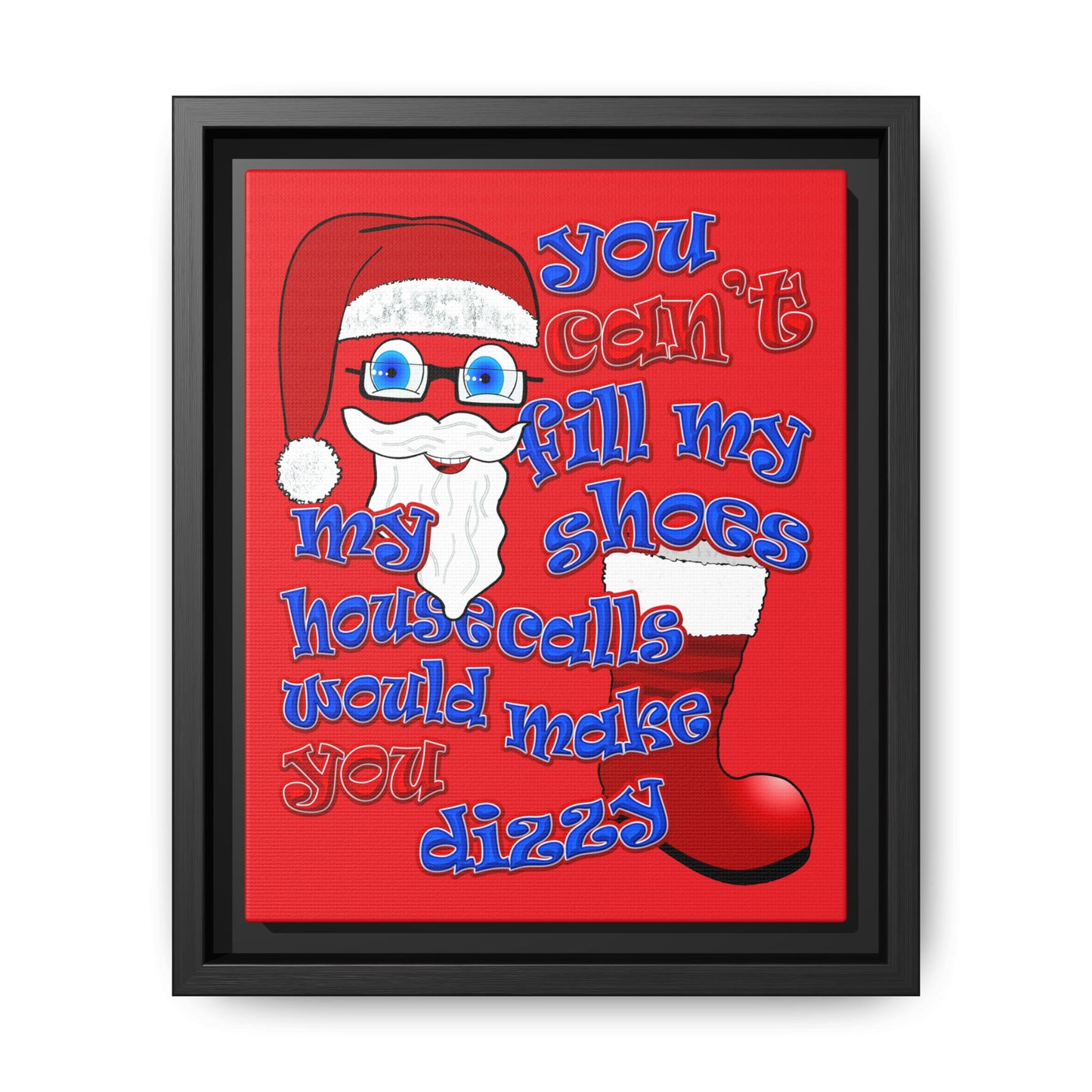 santa's shoes - framed canvas art (red)