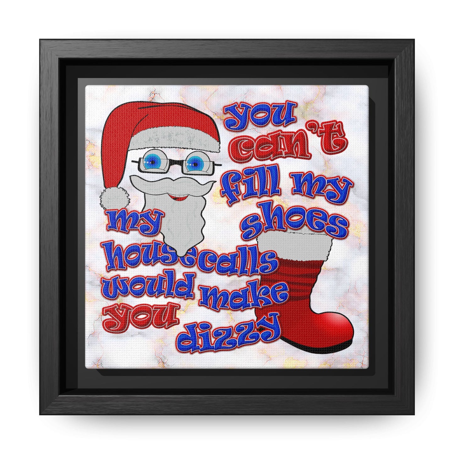 santa's shoes - framed canvas art (white marble)