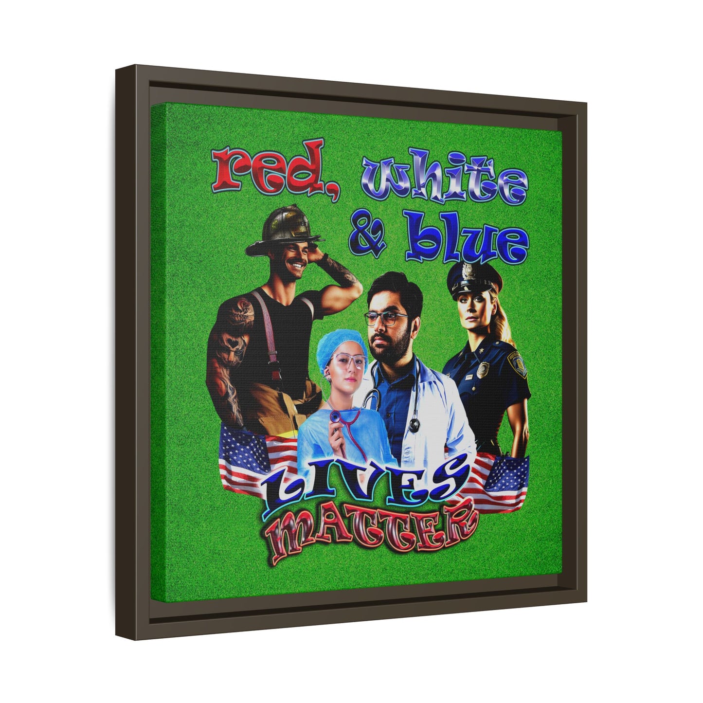 rw&b lives matter - framed canvas art (green turf)