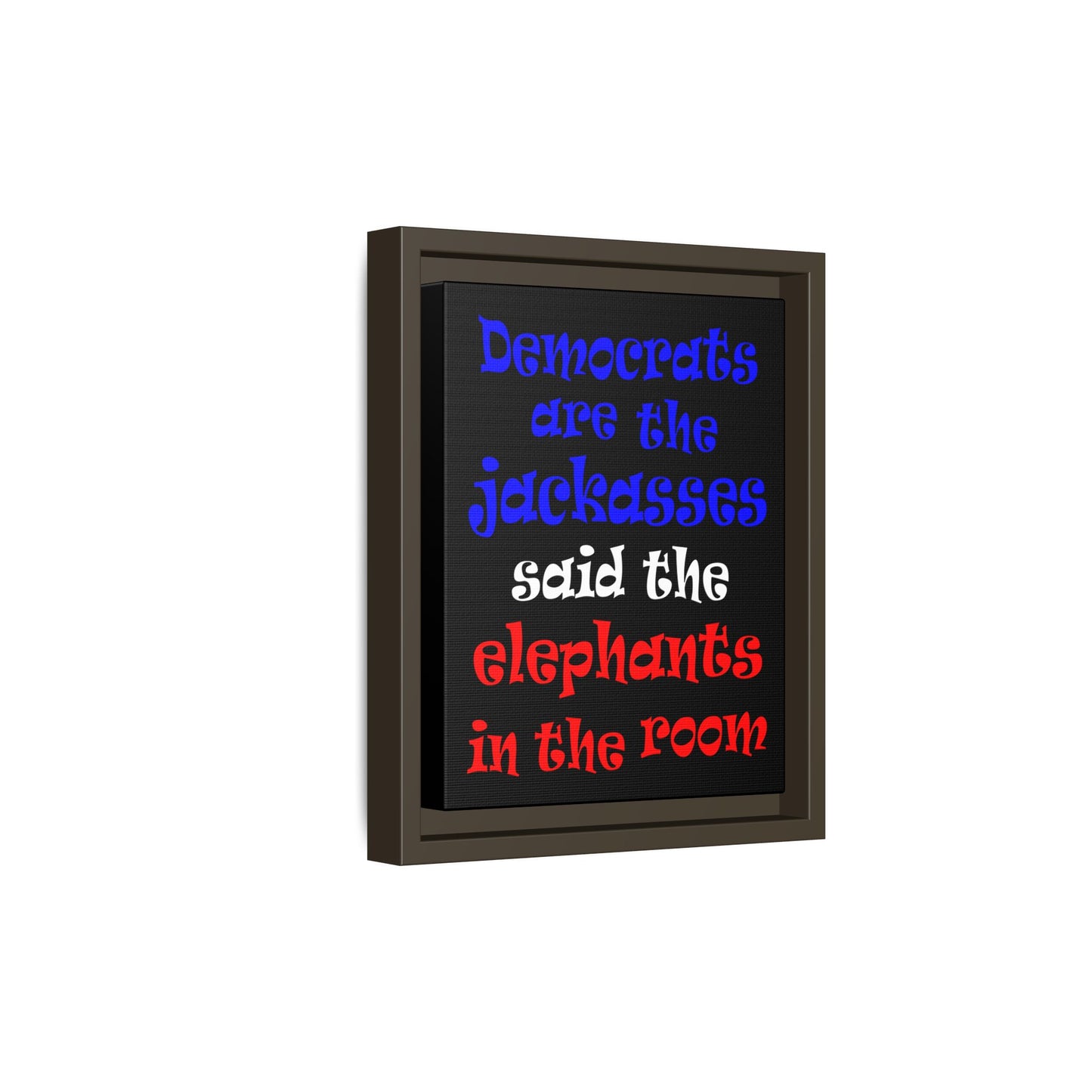 donkeys and elephants - framed canvas art (black)