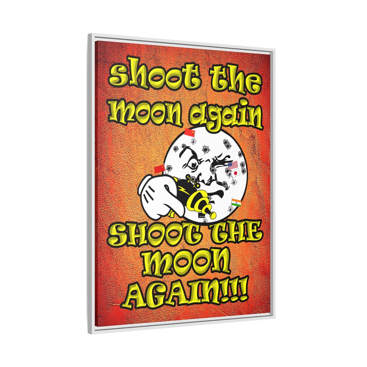 shoot the moon again - framed canvas art (burnt orange)