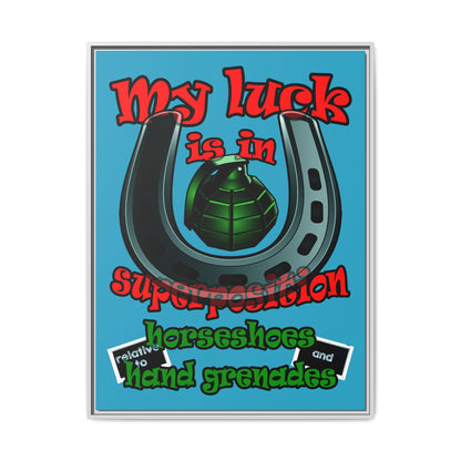 my luck - framed canvas art (turquoise)