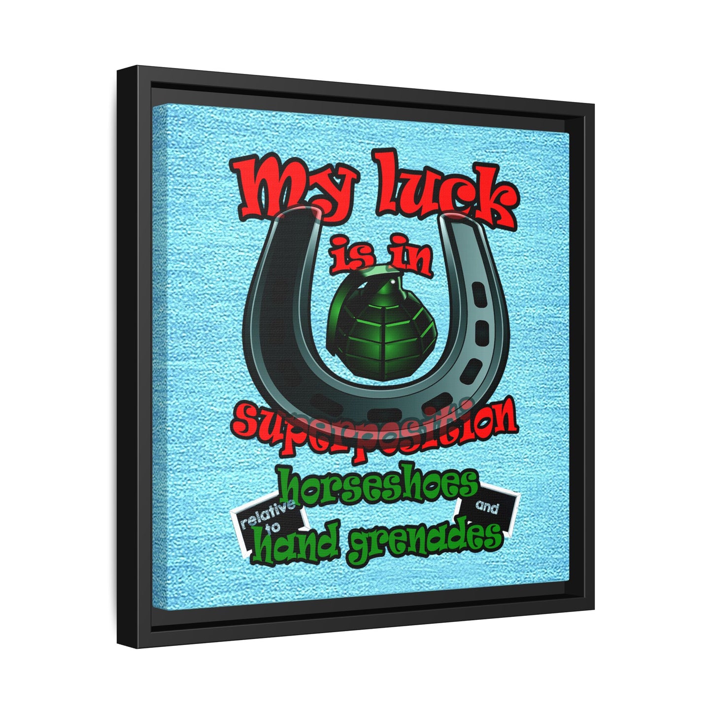 my luck - framed canvas art (faded blue)