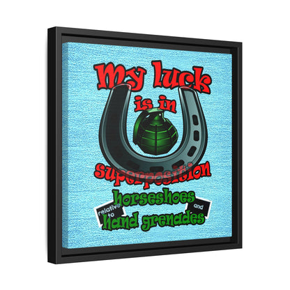 my luck - framed canvas art (faded blue)