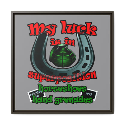 my luck - framed canvas art (grey)