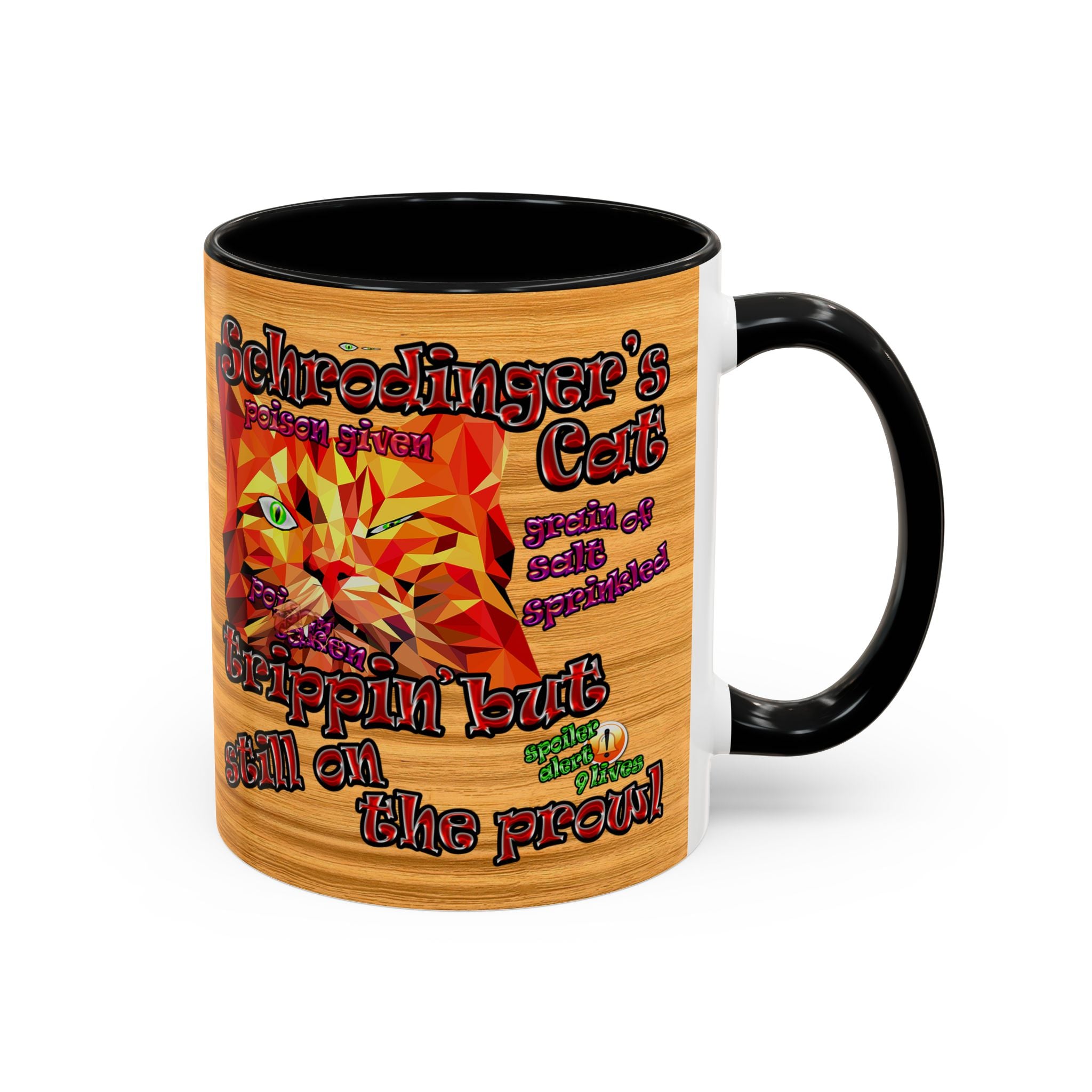 schrodinger's cat - Accent Mug (butterscotch wood finish)