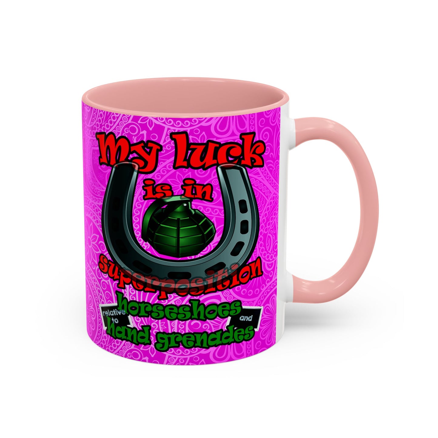 my luck - Accent Mug (pink swirl)