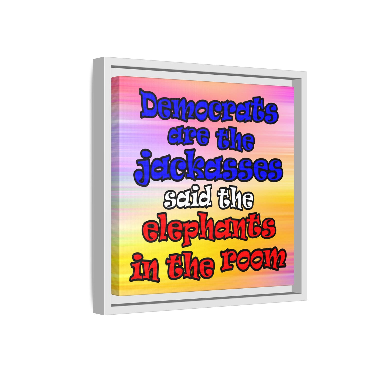 donkeys and elephants - framed canvas art (color blur)