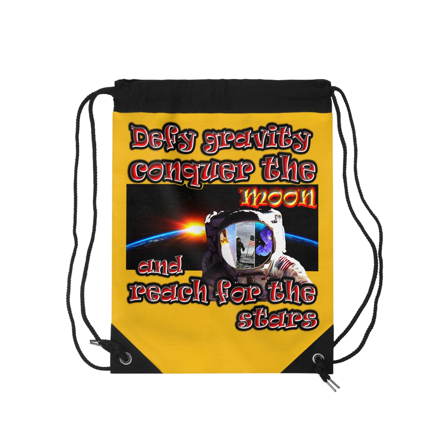defy conquer reach - Drawstring Bag (yellow)