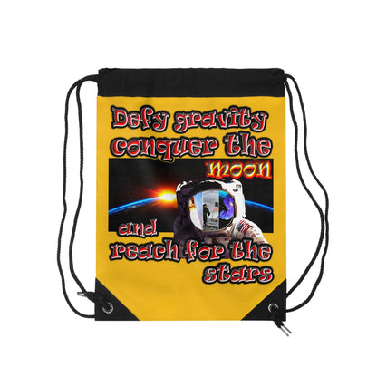 defy conquer reach - Drawstring Bag (yellow)