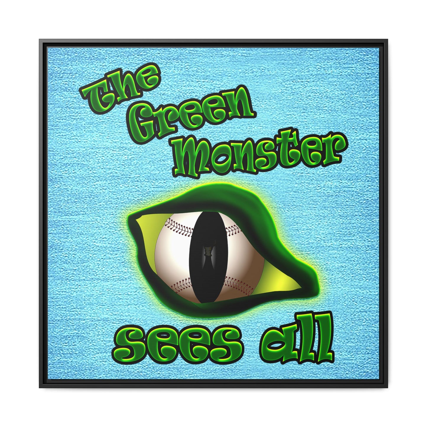 green monster - framed canvas art (faded blue)