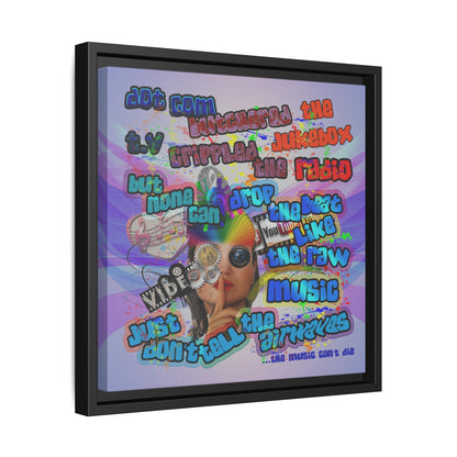 drop the beat - framed canvas art (light blue-pink wave)