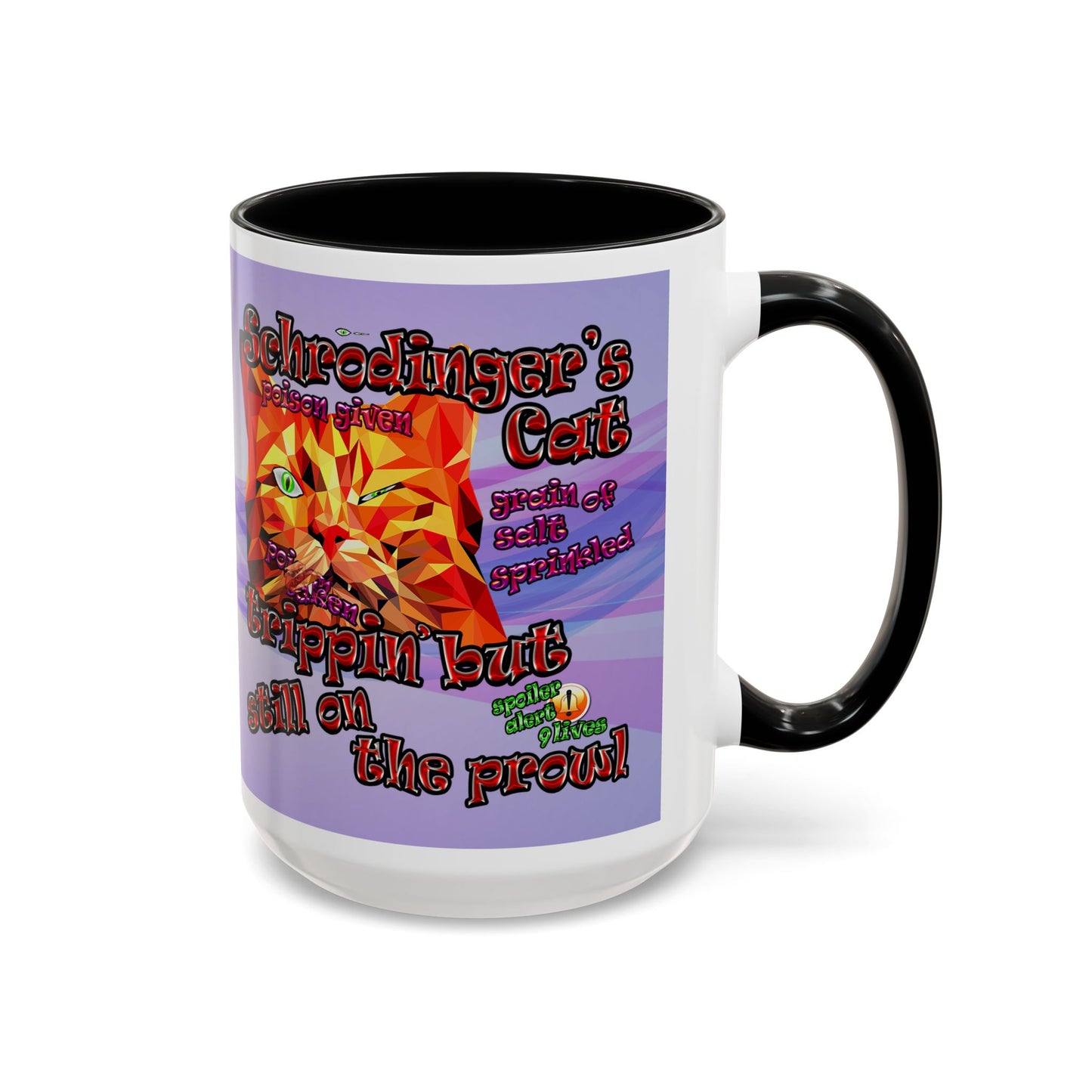 schrodinger's cat - Accent Mug (light blue-pink wave)