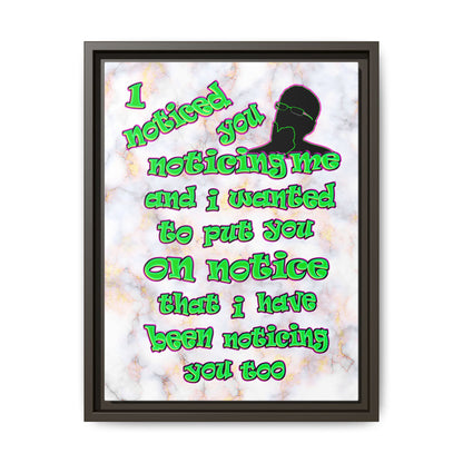 noticed you noticing - framed canvas art (white marble)
