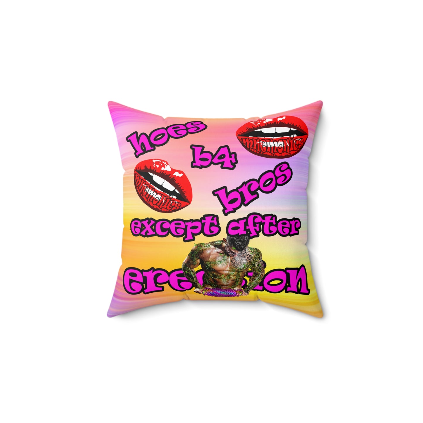 hoes b4 bros - Spun Polyester Square Pillow - (color blur)