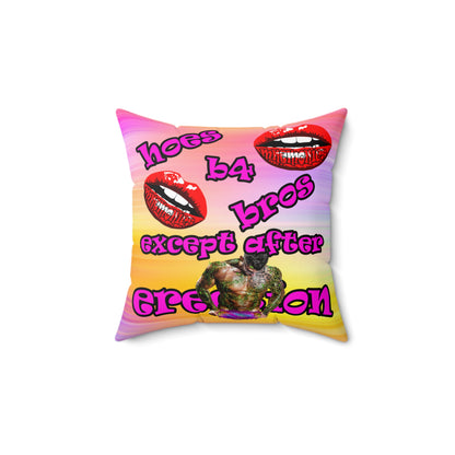 hoes b4 bros - Spun Polyester Square Pillow - (color blur)