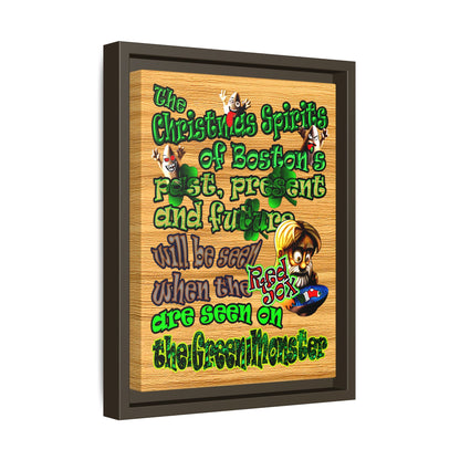 christmas spirits of boston - framed canvas art (butterscotch wood finish)