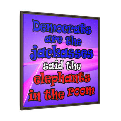 donkeys and elephants - framed canvas art (purple-pink wave)