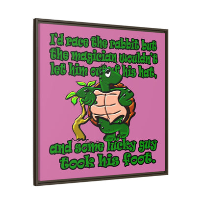 turtle race - framed canvas art (light pink)