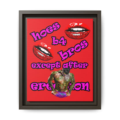 hoes b4 bros - framed canvas art (red)