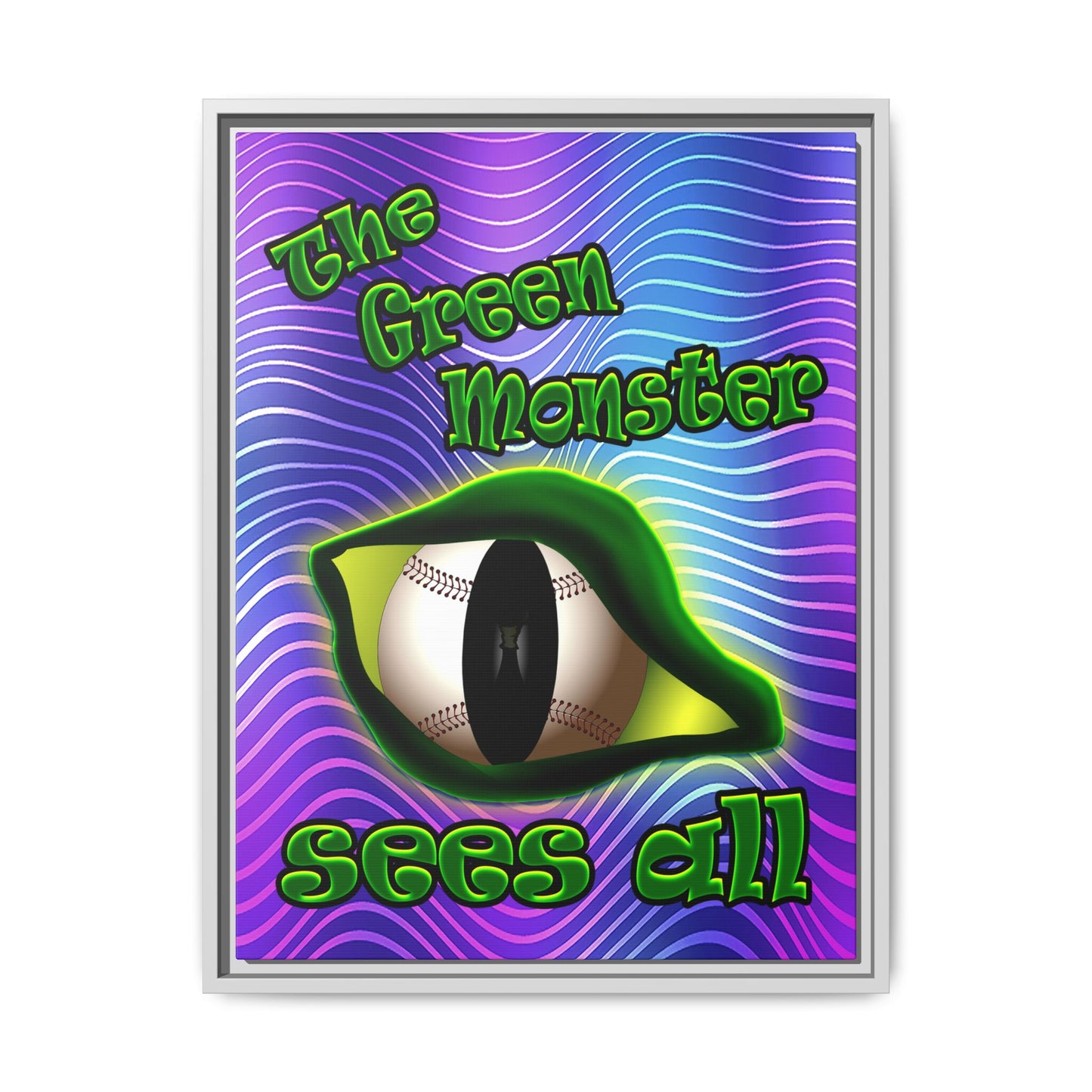 green monster - framed canvas art (purple wave)