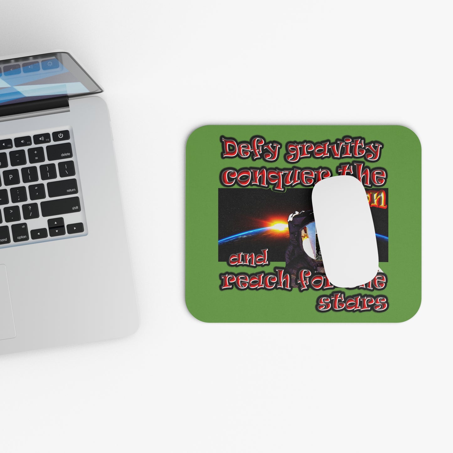 defy conquer reach - Mouse Pad (Rectangle) (green)