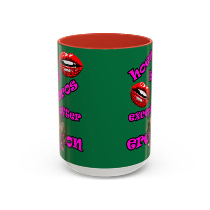 hoes b4 bros - Accent Mug (dark green)